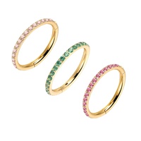 Cincin Hidung Baja 316L Berlapis Zirkon Model Clicker Gaya Eropa dan Amerika Perhiasan Tindik Cincin Hidung Segmen Berengsel