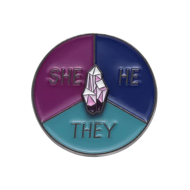 HE SHE THEY Épingles en émail Platine Pronom Boussole Broche Drôle Revers Badge pour Accessoires