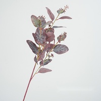 Ranting Eucalyptus Sutra Buatan 85cm Daun Buah Batang Tahan UV Tanaman Hijau untuk Dekorasi Lanskap