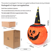 120 cm Halloween Aufblasbare Kürbis-Hexenhüte-Dekoration mit integrierten LED-Lichtern zum Einstecken für Hof/Garten – Outdoor-Feiertagsdeko