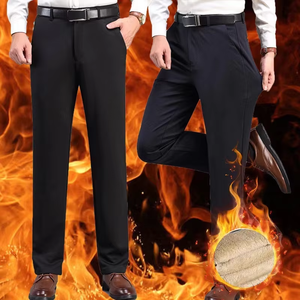 Pantaloni da Completo Invernali da Uomo, Caldi, Foderati <span class=keywords><strong>in</strong></span> Sherpa, Vestibilità Classica, Vita Alta, Gamba Dritta, Senza Pieghe, per Business - Product Image 2