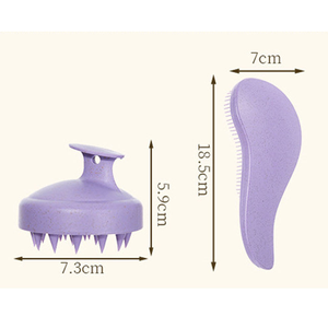 ชุดแปรงนวดหนังศีรษะจากฟางข้าวสาลี 3 ชิ้น/ชุด สำหรับนวดผม แปรงสระผม หวีแปรงผม ช่วยสางผมไม่พันกัน ใช้ได้กับผมเปียก <span class=keywords><strong>ผม</strong></span>แห้ง และผมหยิก - Product Image 2