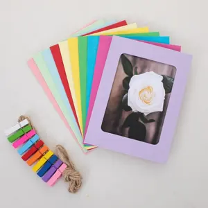 Moldura de papel para fotos penduradas, com clipe de madeira e corda, decoração para paredes de casa, casamento e formatura, decoração para festas de formatura de 4x6 polegadas