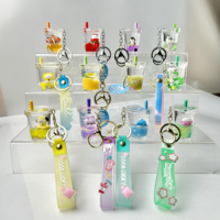 Porte-clés flottant mini boisson créatif et mignon en acrylique liquide (thé au lait) pour ornement de sac - Grande Vente