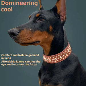 Collier de chien en cuir PU de luxe personnalisé ensemble de rivets anti-morsure dominateurs avec accessoires de cou en diamant collier de chien réglable - Product Image 2