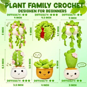 Kit de Crochet para <span class=keywords><strong>Principiantes</strong></span> - Set de Iniciación para <span class=keywords><strong>Amigurumi</strong></span> con Tutoriales en Video <span class=keywords><strong>Paso</strong></span> <span class=keywords><strong>a</strong></span> <span class=keywords><strong>Paso</strong></span>, Paquete de 6 Plantas - Product Image 2