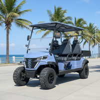 Voiturette de golf électrique tout-terrain surélevée 4 places, buggy de chasse, pneus tout-terrain 14 pouces, moteur AC 72V Lithium 5000W, haute garde au sol