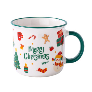 Taza de cerámica navideña con tapa y cuchara de 350 ml, resistente al calor, diseño de dibujos animados, para regalo. - Product Image 5