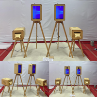 Photomaton en bois double face avec deux écrans tactiles de 18,5 et 14 pouces, PC Windows, location pour événements, directement de l'usine
