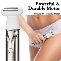 Rasoir électrique pour femme à lames céramiques 3-en-1, têtes interchangeables, utilisation humide et sèche, IPX4, pour une peau lisse et sans douleur, rechargeable par USB, tondeuse corporelle pour femme