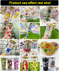 Venta al por mayor UV Cup Wrap Transfers Moda 3D 16oz Vasos Calcomanías Pegatinas Logo <span class=keywords><strong>de</strong></span> Navidad Impermeable y Lavable - Product Image 4