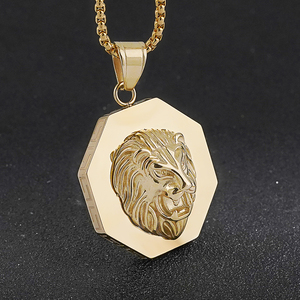 Joyería Retro para Hombre, Lujosos Colgantes de Acero Inoxidable con Baño de Oro en Forma de León, para la Fabricación de Collares, Venta al Por Mayor - Product Image 1