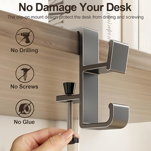 Gancho Metálico Ajustable <span class=keywords><strong>para</strong></span> Escritorio con Diseño de Abrazadera <span class=keywords><strong>para</strong></span> <span class=keywords><strong>Colgar</strong></span> Mochilas, Auriculares, Botellas de Agua y <span class=keywords><strong>Llaves</strong></span> en la Oficina o el Escritorio de un Estudiante - Product Image 4