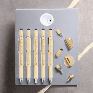 다기능 대나무 스포츠 펜 6-in-1 도구 (스크루드라이버, 수평계, 정전식 펜, 1.0mm 육각 볼펜) - Product Image 3