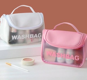 Pochette cosmétique en PVC biodégradable transparente personnalisée en PU et PVC, grande et petite, avec impression de logo, style tendance, fermeture éclair - Product Image 2