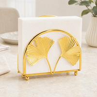 Porte-serviettes en fer doré en forme de feuille de Ginkgo, support de mouchoirs design arche pour table à manger, mariage, banquet, décoration de fête