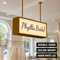 Boîte à lumière LED suspendue double face personnalisée, montée au plafond, avec logo lumineux pour boutique de mariage, magasin de détail, boîte à lumière LED