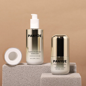 Set di Lusso di Flaconi Cosmetici in Vetro Sfumato <span class=keywords><strong>Argento</strong></span> Rotondi da 100ml e 150ml con Pompa a Pressione e <span class=keywords><strong>Vasetti</strong></span> da 30g e 50g, Stampa di Precisione - Product Image 2