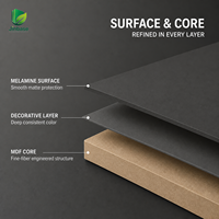 Panneau MDF en placage de bois gris Skyline, moderne, écologique, résistant à l'humidité, avec surface mate anthracite profonde