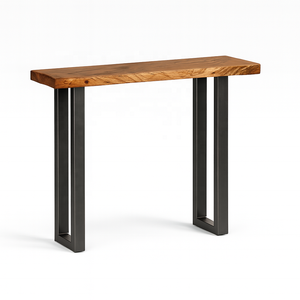 Mesa Consola Acacia con Borde Natural |   Consola Industrial Estilo Loft |   Mesa de Pasillo de Madera Natural - Product Image 1