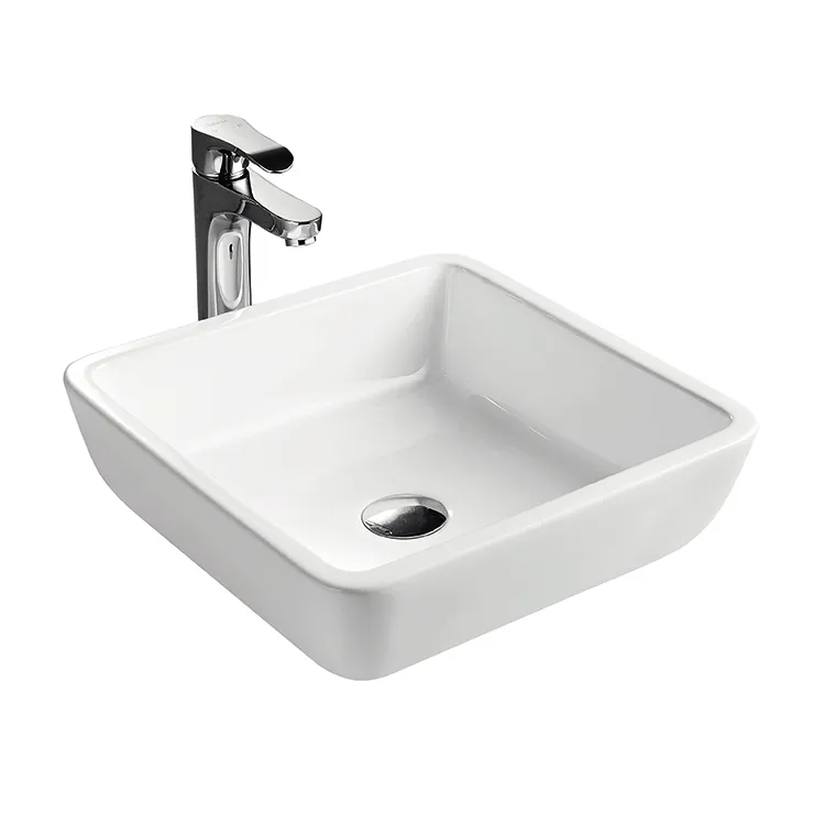 2024 HEGII высококачественная керамическая Глянцевая белая раковина ручной работы для ванной комнаты, умывальник прямоугольной формы