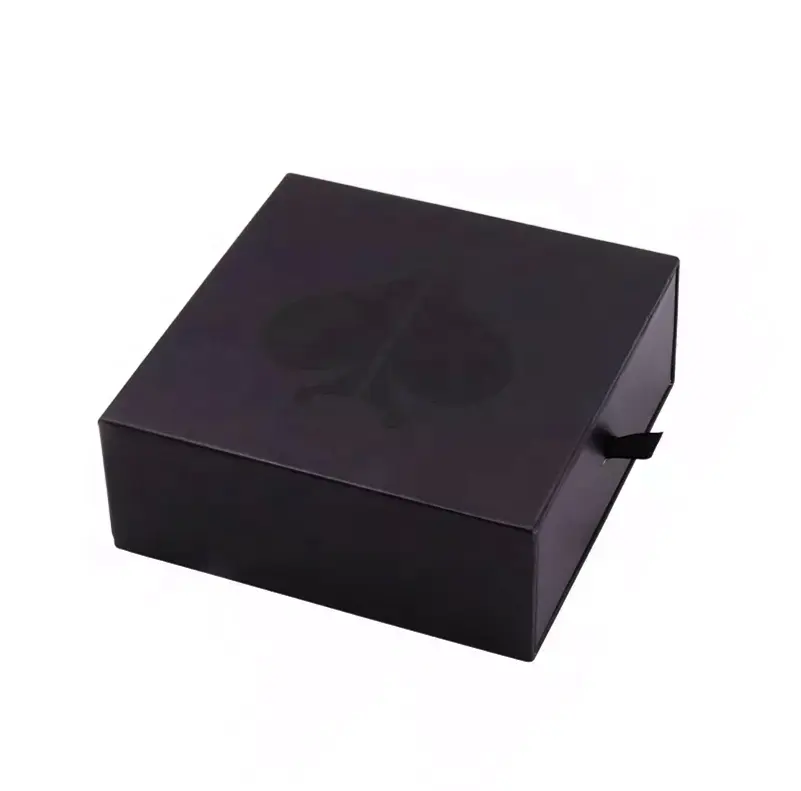 מותאם אישית UV מודפס אריזת מתנה עבור תכשיטי יוקרה לשלוף תיבת מבריק שמן שחור קטן תיבת אריזה עבור אביזרים