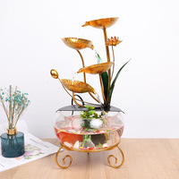 Décor à la maison fontaine d'eau de table intérieur avec aquarium richesse coulant bureau feuille de Lotus fontaine de Relaxation aquarium