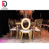 Table de mariage en verre avec cadre en acier inoxydable doré, pour 10 personnes