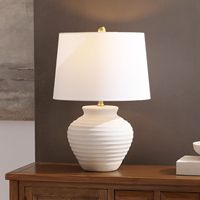 Lampe de table, base en céramique Coastal Bone de 22,5 pouces, abat-jour en tissu, interrupteur marche/arrêt, ampoule à culot E26 incluse, table de chevet, console, maison