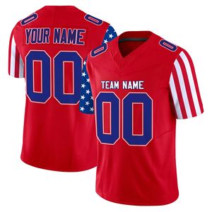 Op maat gemaakte hoogwaardige geborduurde American Football jersey, marineblauw en wit, gestikt, nationale teamkleding, nieuwste ontwerp, USA vlag uniformen - Product Image 4