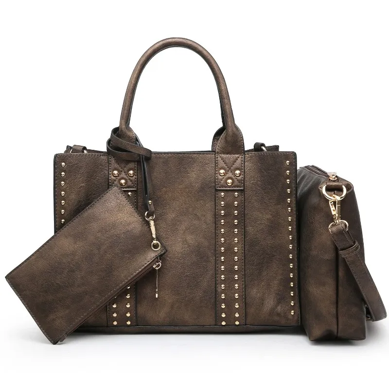 PromotionalWomen's 3Pcs Purse Handbag Shoulder Bag Tote Satchel Hobo Bag Briefcase Work Bag For Ladies