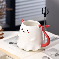 Cadeaux créatifs pour Halloween Tasse à café en céramique mignonne avec petit diable Tasse en céramique personnalisée avec dessin animé elfe démon