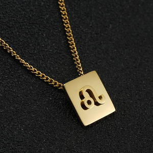 Collares con Signos del Zodiaco Chapados en Oro <span class=keywords><strong>de</strong></span> 18k, Acero Inoxidable, No se Deslustran, Colgantes Cuadrados, Cadenas, Joyería <span class=keywords><strong>de</strong></span> Moda, Regalo para Mamá y Mujer - Product Image 4