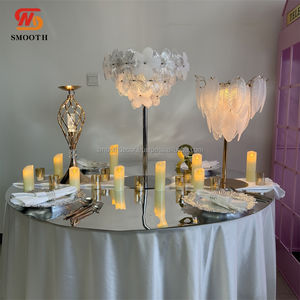 SMOOTH Chic <b>Wedding</b> Tables for Groom and Bride Mirror Glass Round Gold Stainless Steel Design - Product Image 1