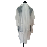 Voile de mariée en tulle ivoire fait main longueur du bout des doigts avec embellissement en strass pour les mariages et les fêtes de poule