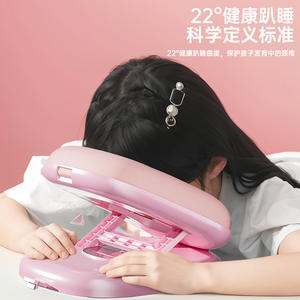 Oreiller de sieste en mousse à mémoire de forme en forme de U, pour étudiants, enfants, usage au bureau, pliable, fermeté moyenne, matériau ABS, couleur rose - Product Image 2