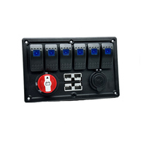 Panel de Interruptores Basculantes de 6 Canales DC12V/24V con USB Dual, 2 Conectores Anderson y Interruptor de Batería para Camión, Motocicleta, Barco, RV