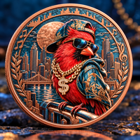 Pièce de monnaie commémorative en cuivre pur 999 de 5 oz, motif animal cardinal du Nord, pour collection de faune, cadeau souvenir personnalisé en boîte artisanale