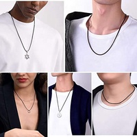 Vente en gros Collier étanche en acier inoxydable avec fermoir à pression pour travaux manuels Collier en cuir tressé en corde de cire noire cordon Juif punk