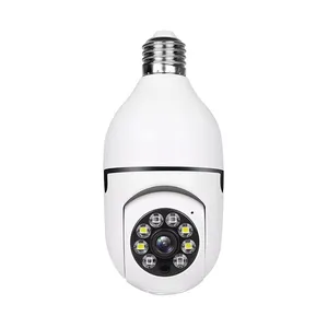 E27監視カメラ1080PLED電球ソケット360 WiFiセキュリティワイヤレスカメラ、スポットライト自動人間追跡付き