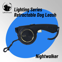 Laisse pour chien en nylon avec LED rechargeable, éclairage nocturne, motif uni, style tendance, design réfléchissant pour la sécurité