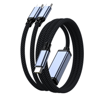 Cable Divisor USB C 2 en 1 Justlink de 100W, Aleación de Aluminio y Nylon Trenzado, Cable de Carga Rápida Tipo-C para Laptop y Teléfono