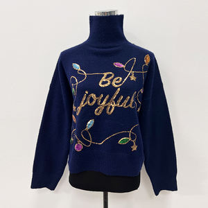 2024 Turtleneck Sequined Christmas Sweater Y2K Cute Holiday <strong>Slogan</strong> Christmas Knitwear Vintage Lights Christmas <strong>Jumper</strong> - Product Image 1