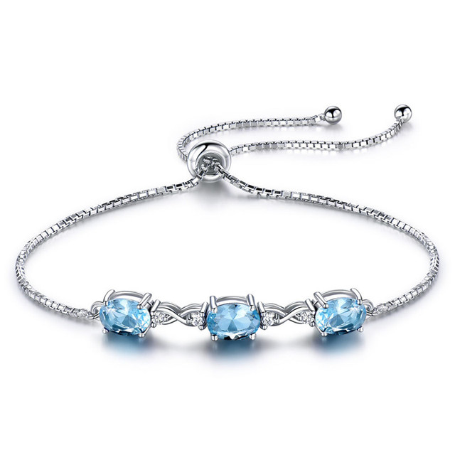 Wholesale Nano Sapphire Rhodium Plated Adjustable Jewelry Parties Gifts Women 925 Sterling Silver Bracelet Link