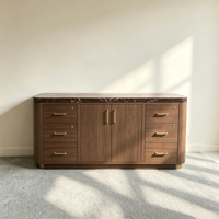 Console moderne de luxe multifonctionnelle avec plateau en marbre, cadre en bois, bureau d'accueil d'hôtel, unité de rangement pour salon