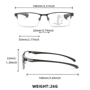 <span class=keywords><strong>Gafas</strong></span> Fotocromáticas Multifocales Clásicas <span class=keywords><strong>de</strong></span> Media Montura para Hombre y Mujer, Anti Luz Azul, para Presbicia, con Marco Metálico - Product Image 5