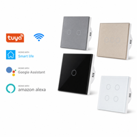 Interrupteur intelligent Wi-Fi, norme européenne, 1, 2, 3 ou 4 voies, sans hub, commande vocale, minuterie, contrôle à distance via application, verre trempé, 10A, étanche, durable