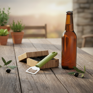 Olive Line in metallo inox apribottiglie facile da usare in lega di legno di zinco per bottiglie di birra con Logo personalizzato scatola di imballaggio - Product Image 3