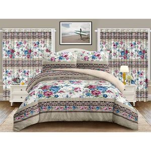 Ensemble de couette d'hiver en sherpa Borrego moderne à motif végétal, taille King, 5/7 pièces, personnalisable, avec rideaux et taie d'oreiller, vente chaude - Product Image 1