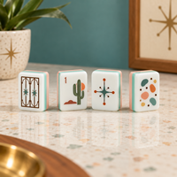 Ensemble de Mahjong sur le thème rétro des années 1950, personnalisé, avec des tuiles à trois couches, table de jeu, comptoir, décoration de la maison, accessoires de jeu